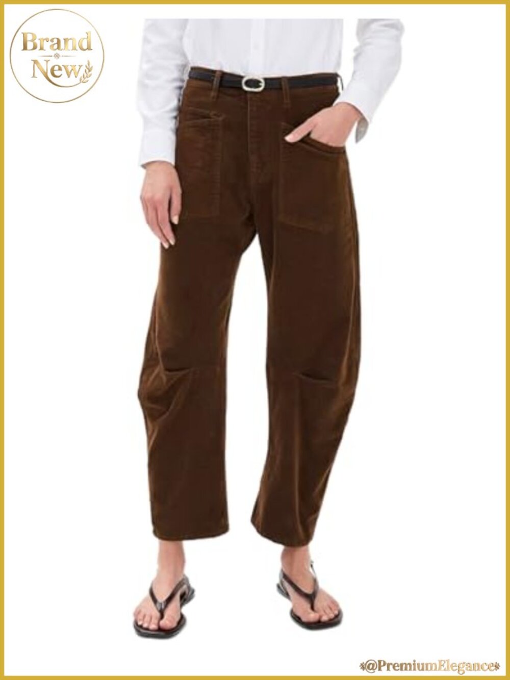 Corduroy Barrel Pants Wide Leg Boyfriend Horseshoe Trousers